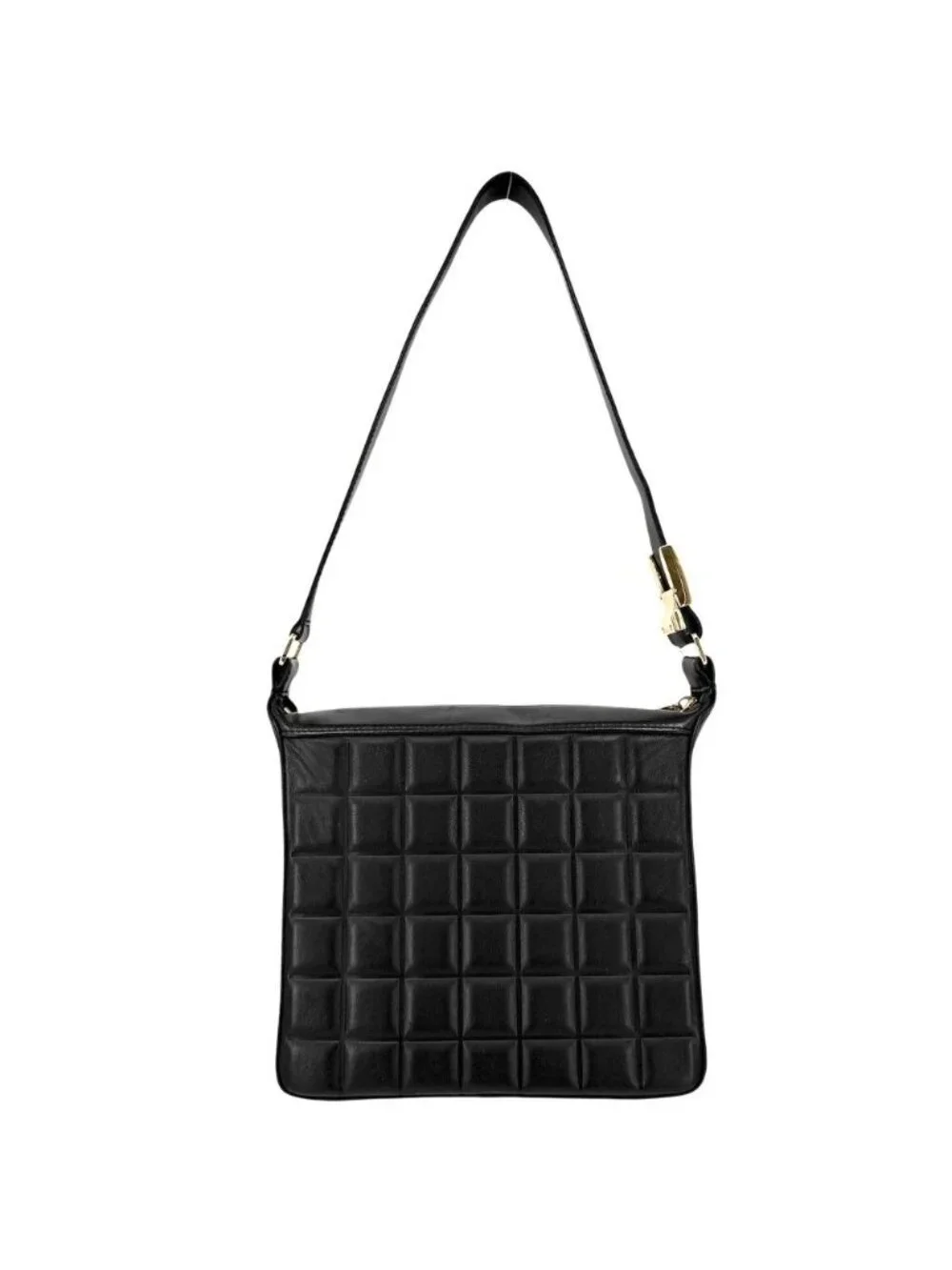Chanel Shoulder Bag Choedge Coat CC Logo Lambskin Black Gold Vintage